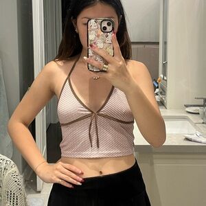 Y2K brown halter top